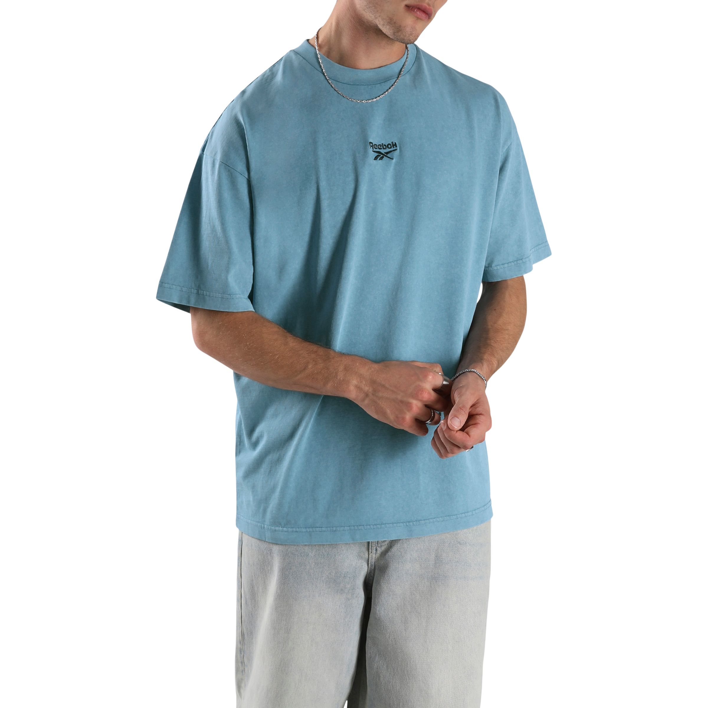 Reebok Men's Washed Oversized Garment-Washed Casual T-shirt