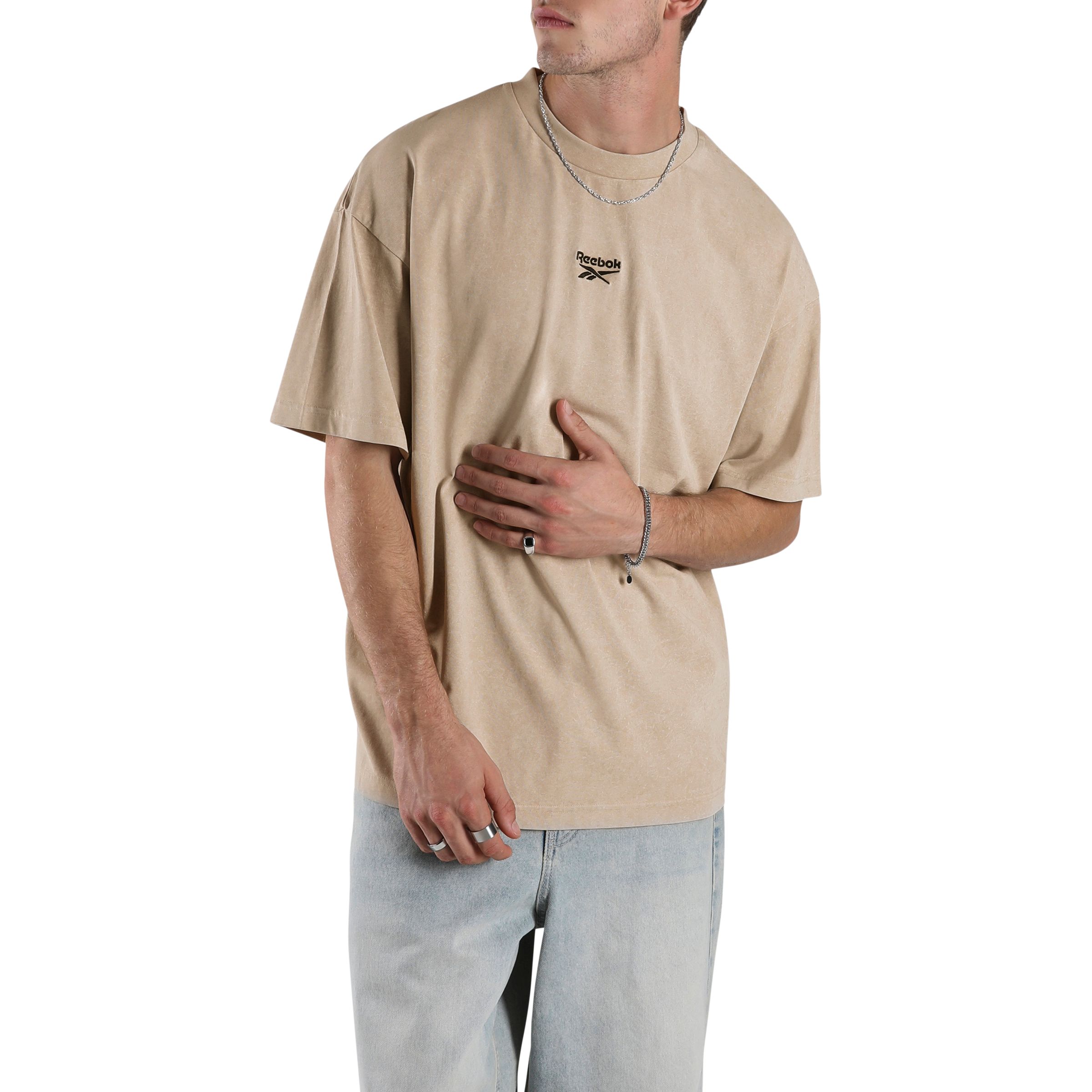 Reebok Men's Washed Oversized Garment-Washed Casual T-shirt