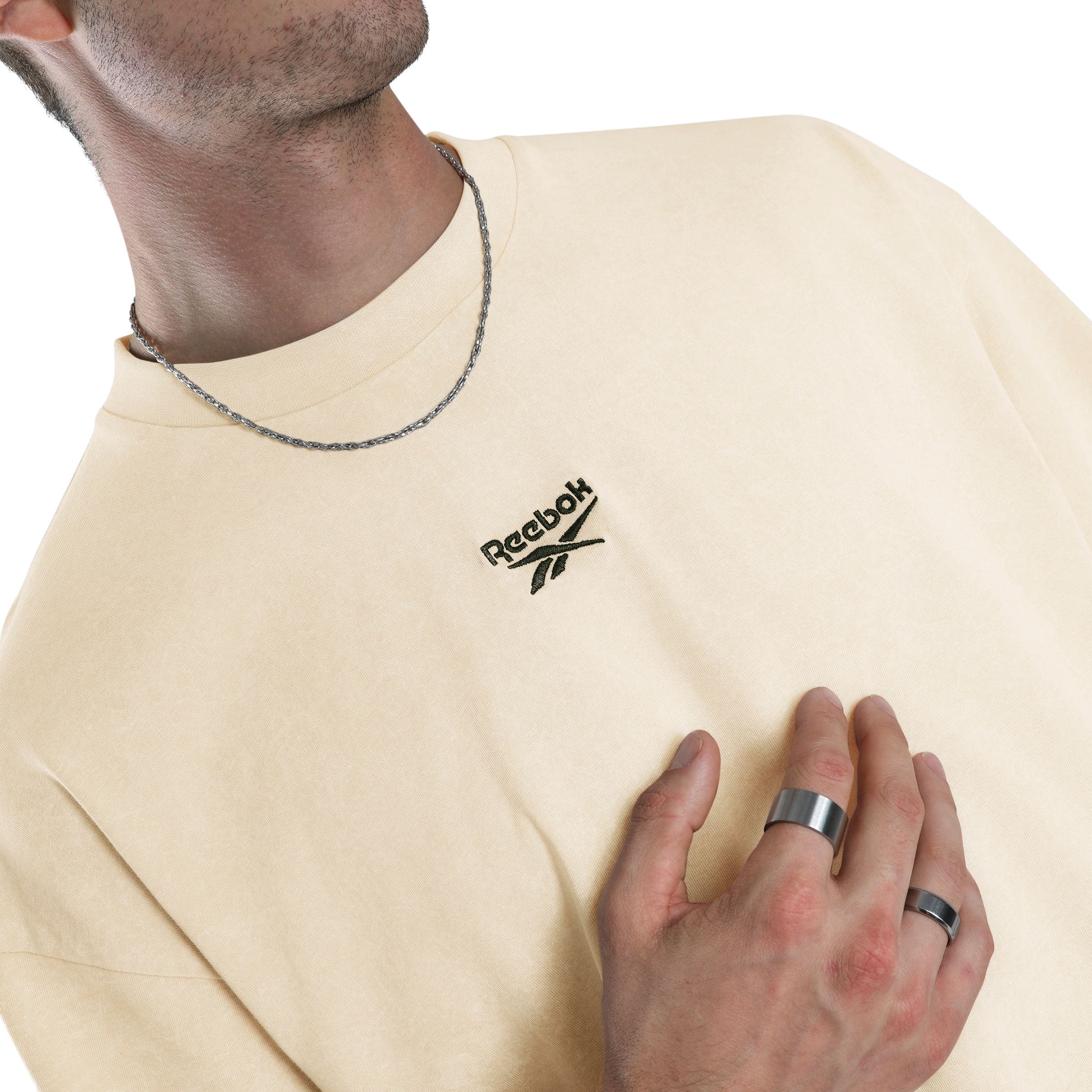 Reebok Men's Washed Oversized Garment-Washed Casual T-shirt