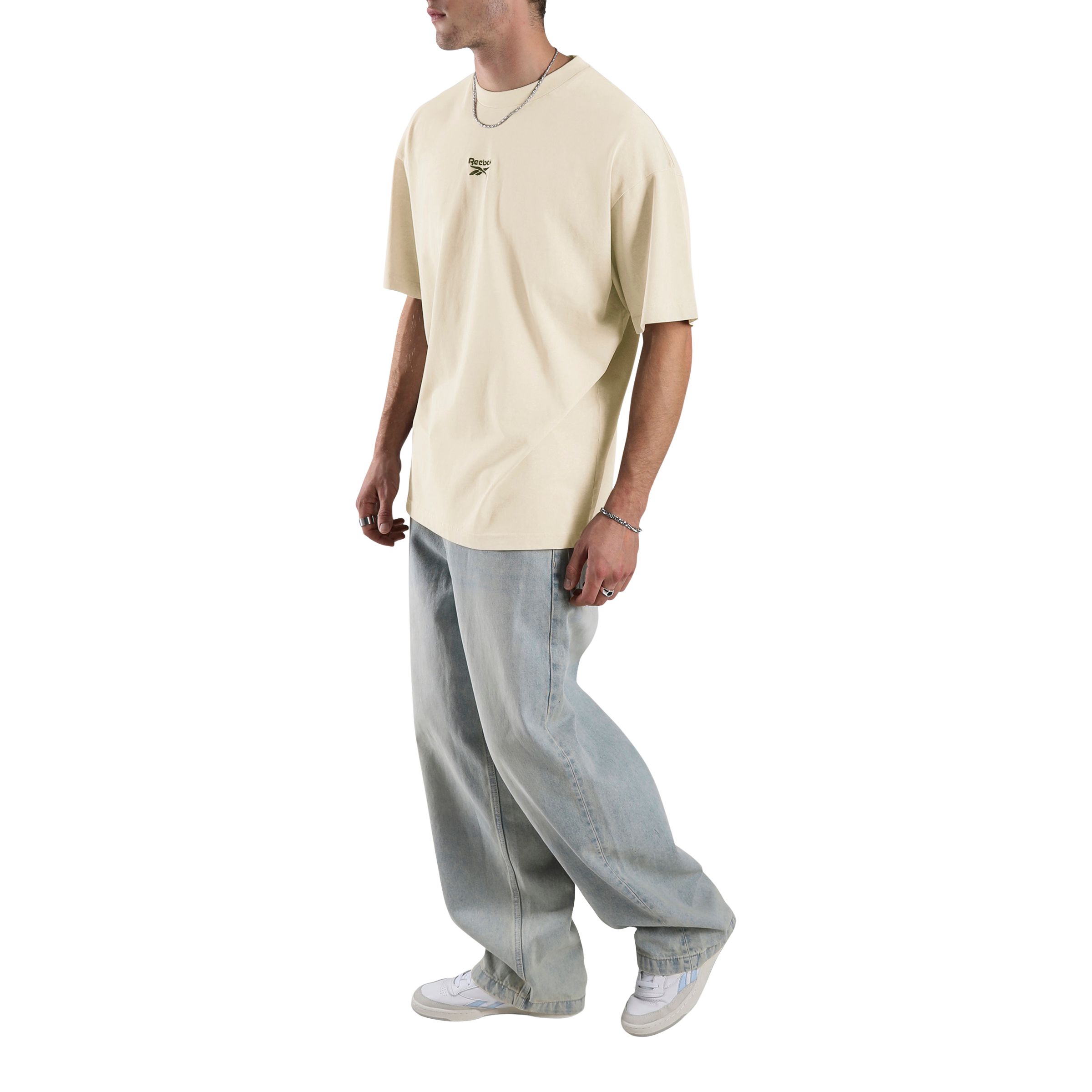 Reebok Men's Washed Oversized Garment-Washed Casual T-shirt