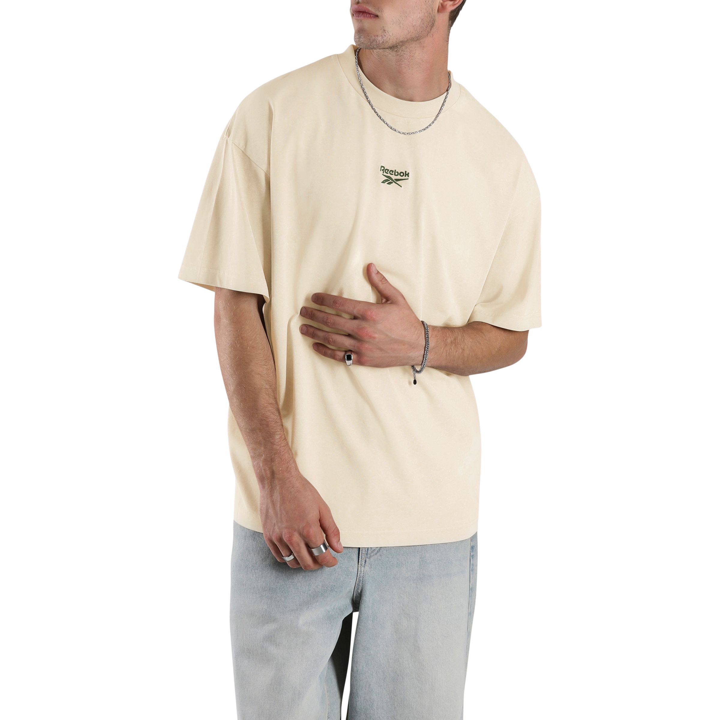 Reebok Men's Washed Oversized Garment-Washed Casual T-shirt