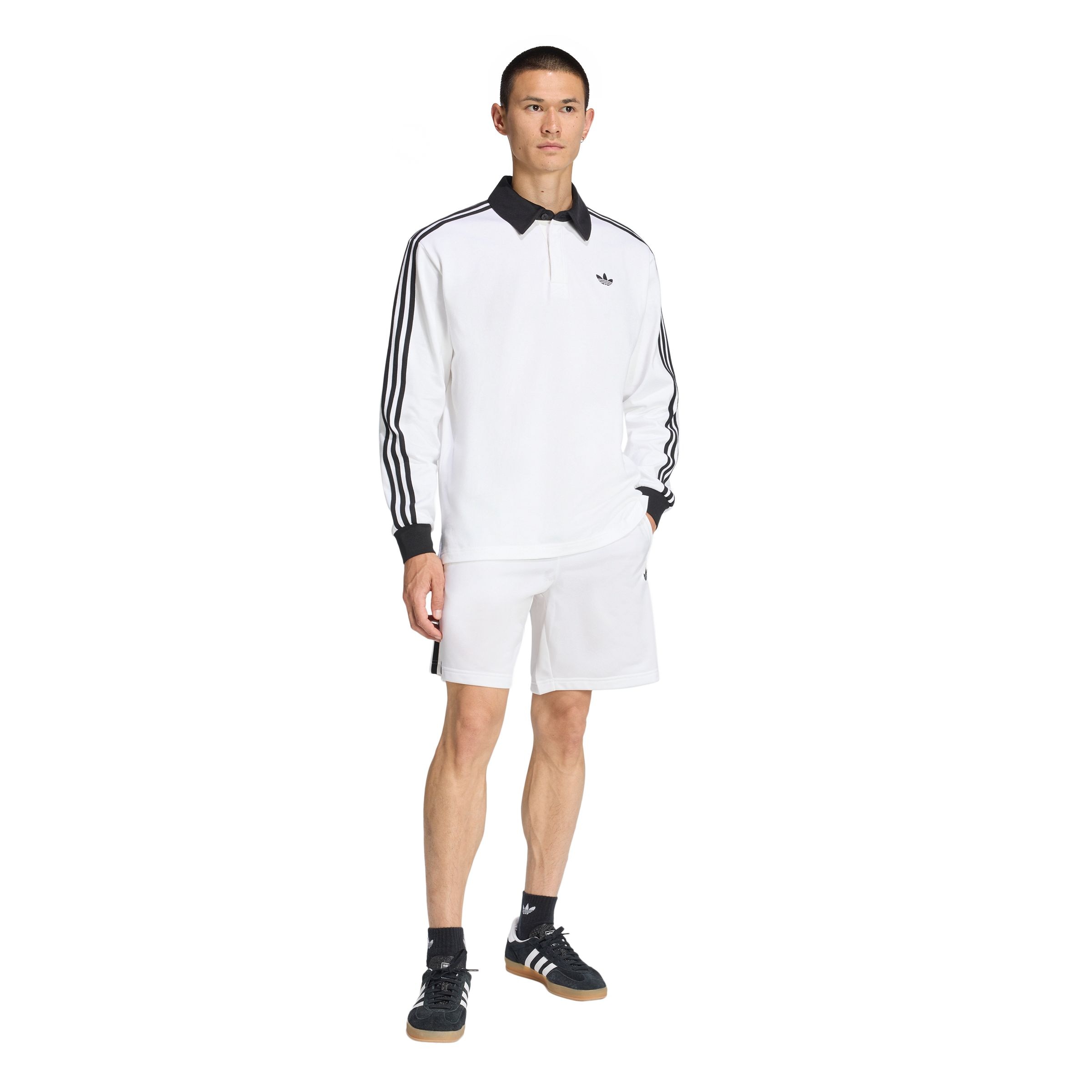 adidas Originals Men's 3-Stripe Rugby Long Sleeve Polo Shirt
