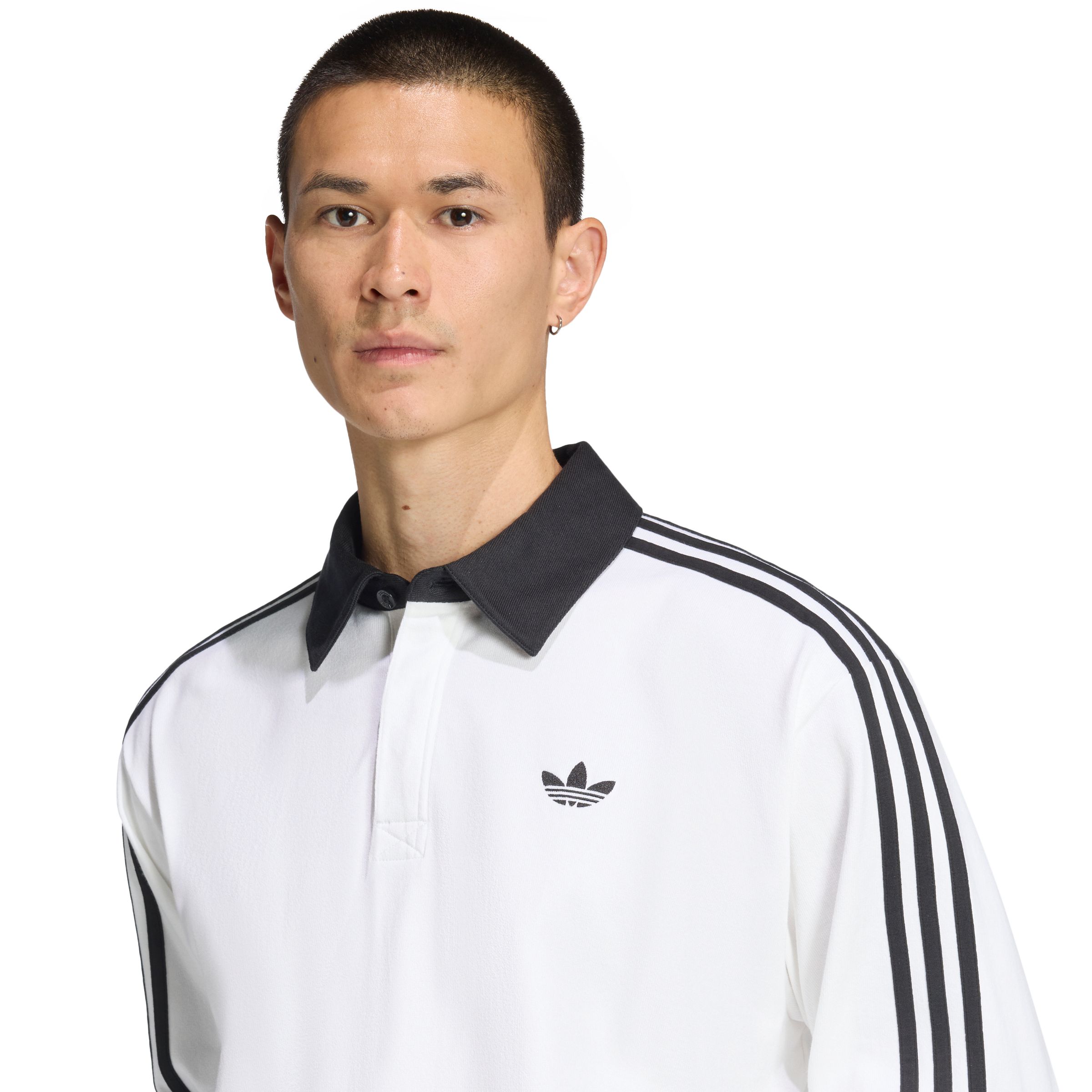 adidas Originals Men's 3-Stripe Rugby Long Sleeve Polo Shirt