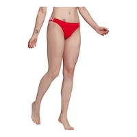 adidas Women's Originals 3-Stripe Swimsuit Bikini Bottom, Beach Front_Angled_Right