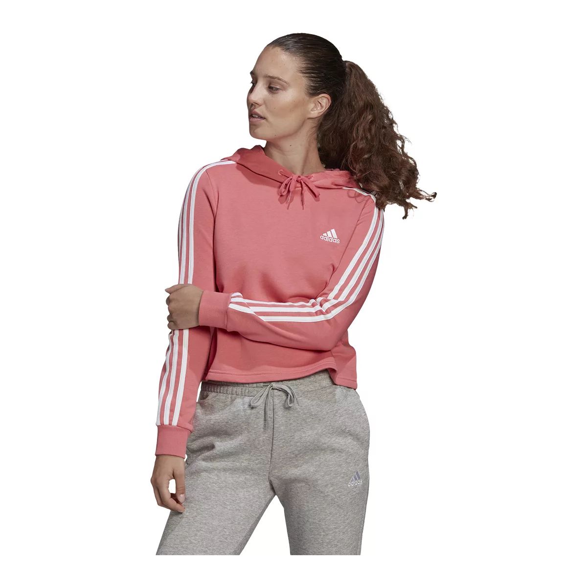 adidas Women's 3-Stripe Cropped Hoodie