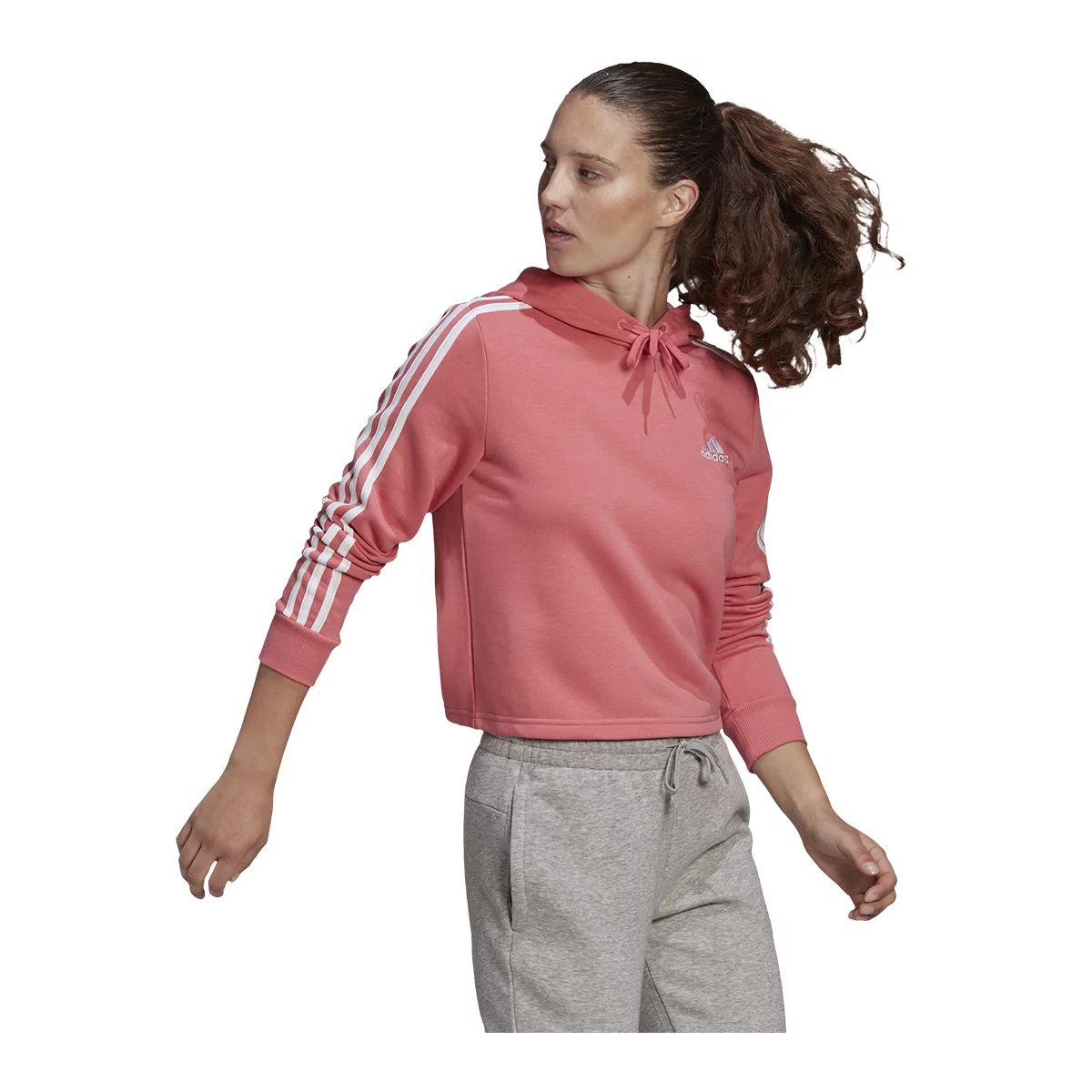 adidas Women's 3-Stripe Cropped Hoodie