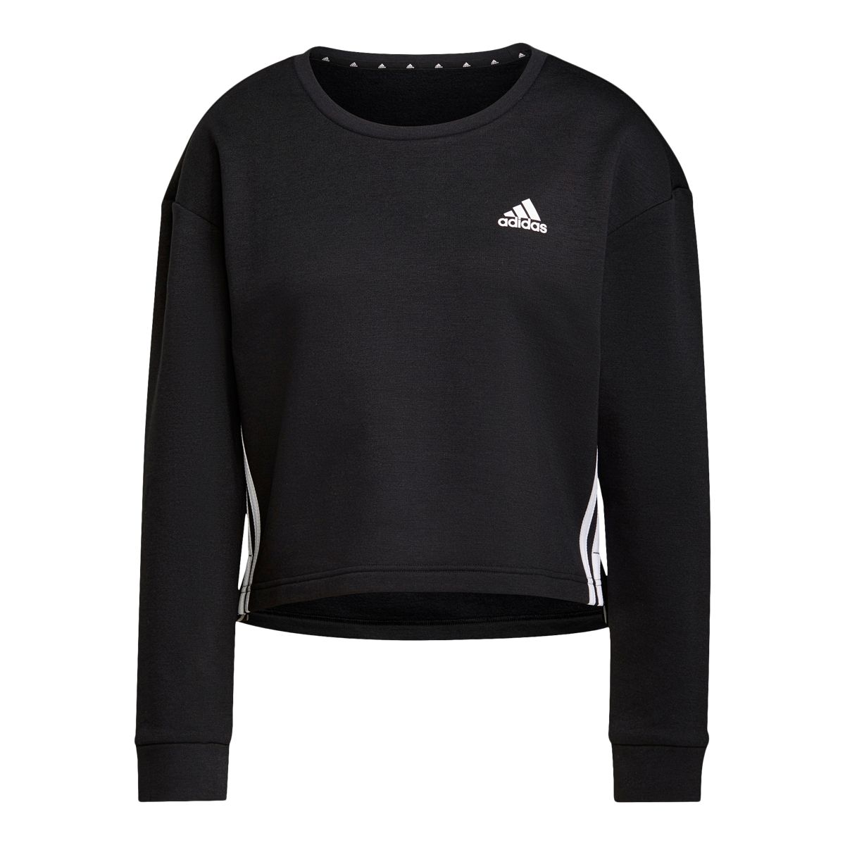 adidas Women's 3-Stripe Boxy Crewneck Fleece Sweatshirt, Relaxed Fit