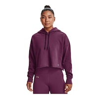 Under Armour Women's Heavy Terry Crop Pullover Cropped Hoodie, Moisture-Wicking Front_Flat