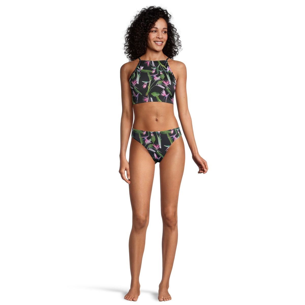 Ripzone Women's Stacey Floral High Neck Swimsuit Bikini Top, Beach