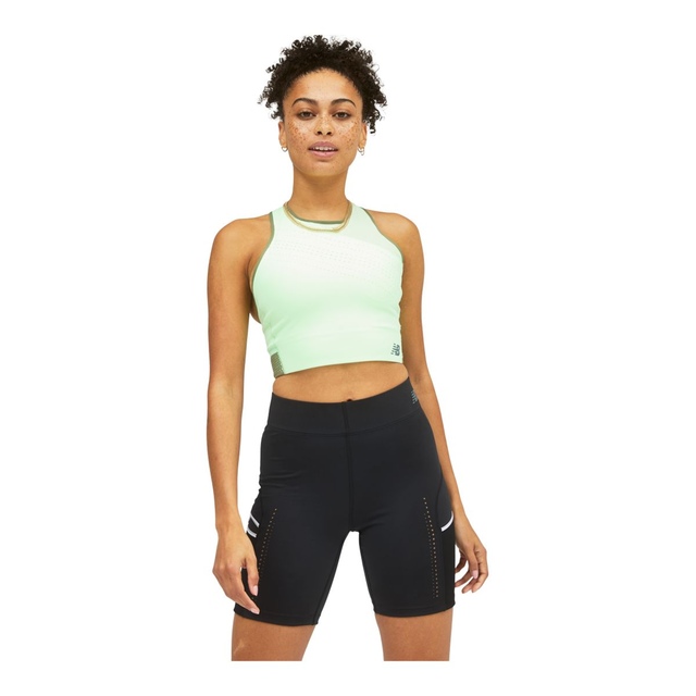 New Balance Women's Run Q Speed Crop Sports Bra, Medium Impact Front_Flat