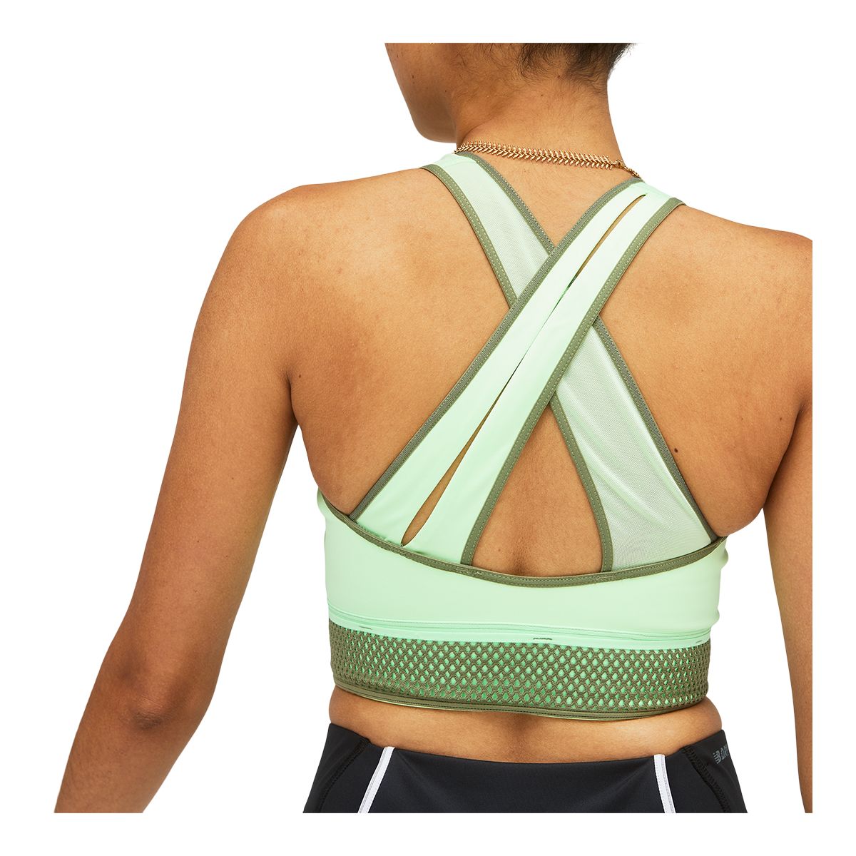 New Balance Women's Run Q Speed Crop Sports Bra, Medium Impact Back_Flat