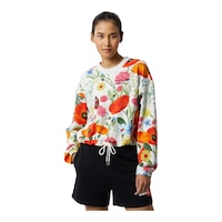 New Balance Women's Super Bloom Crewneck Running Sweatshirt, Oversized Front_Flat