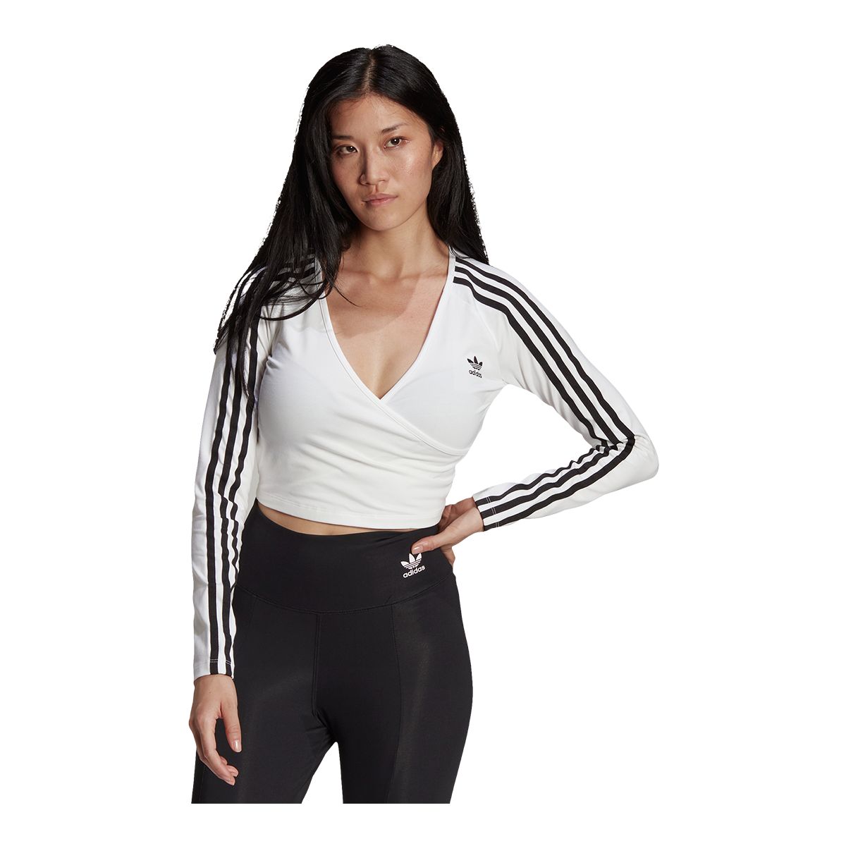 adidas Originals Women's Long Sleeve Crop Top Shirt, Slim Fit