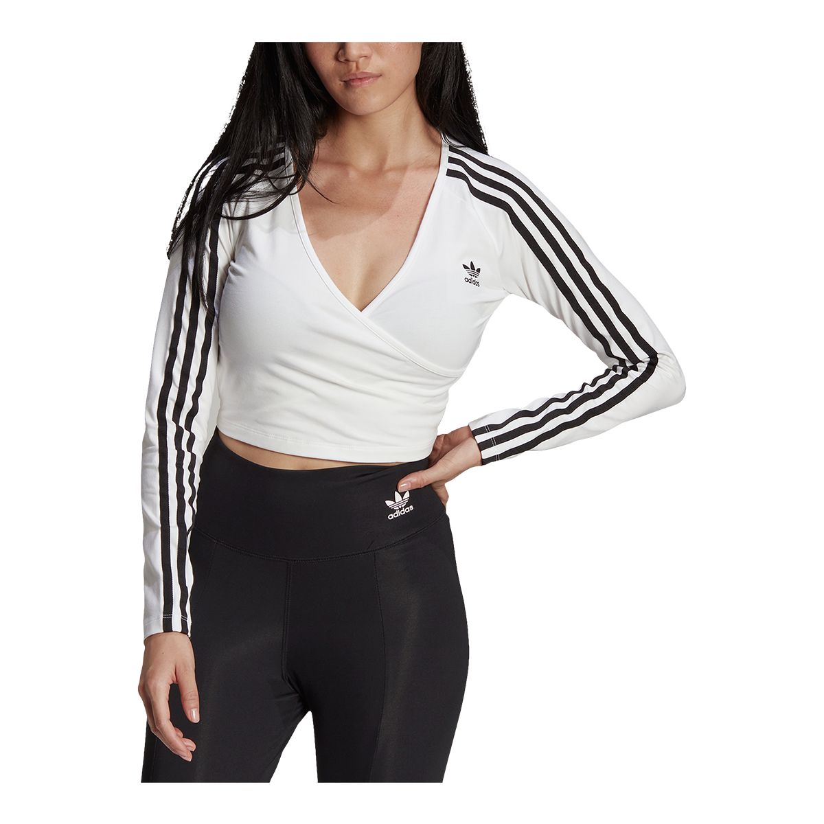 adidas Originals Women's Long Sleeve Crop Top Shirt, Slim Fit