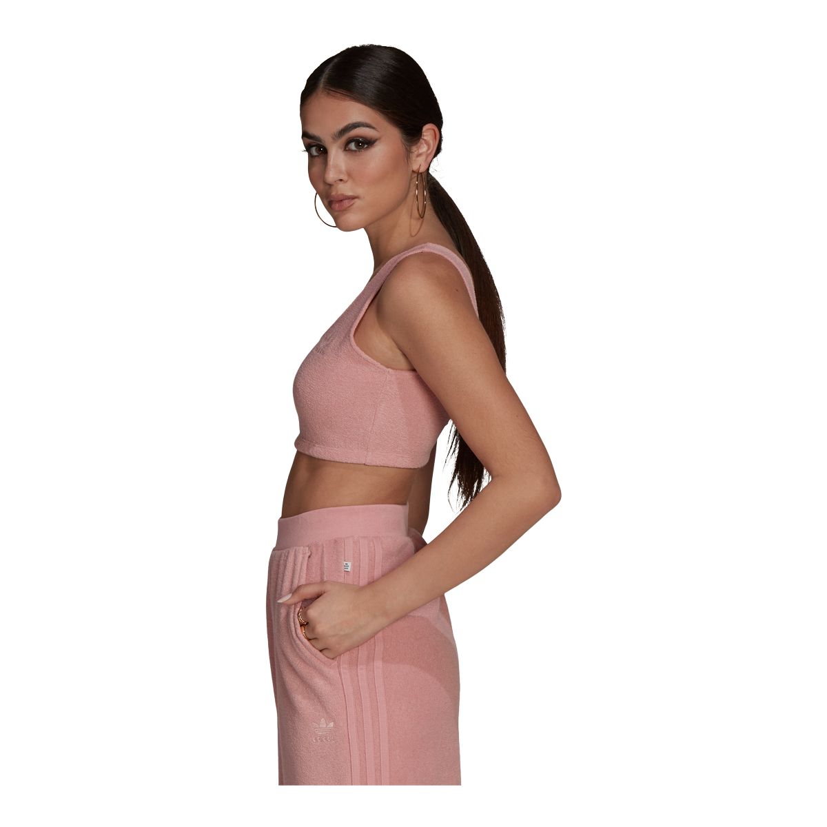 adidas Originals Women's Crop Tank Top, Slim Fit, Sleeveless, Open Back, Cotton, Sports