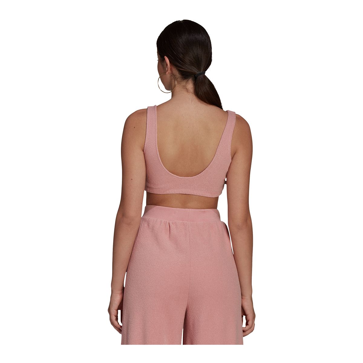 adidas Originals Women's Crop Tank Top, Slim Fit, Sleeveless, Open Back, Cotton, Sports