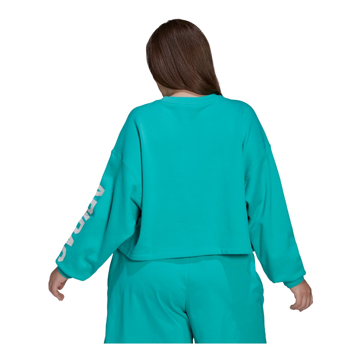 adidas Originals Women's Crewneck French Terry Basketball Crop Sweatshirt, Loose Fit