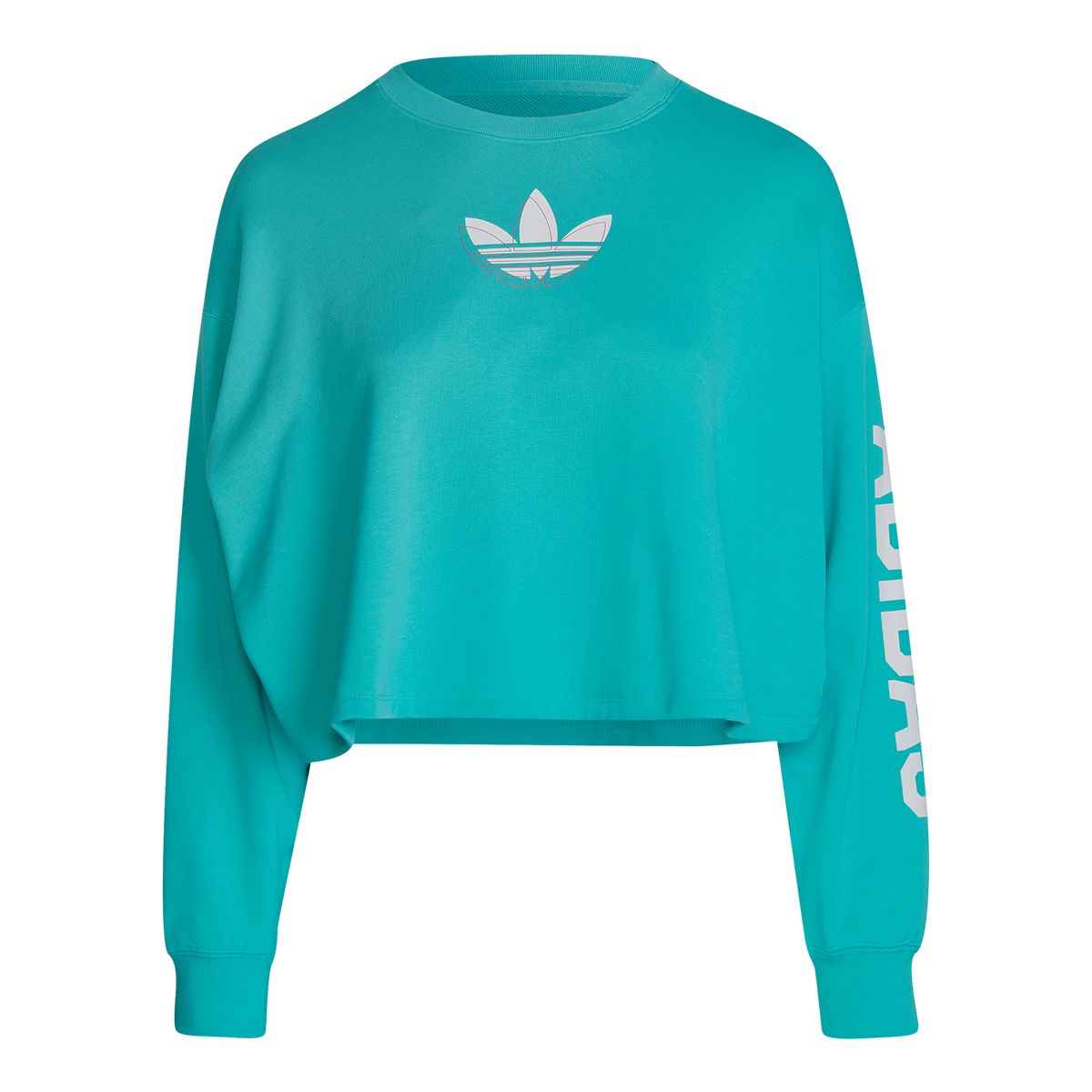 adidas Originals Women's Crewneck French Terry Basketball Crop Sweatshirt, Loose Fit