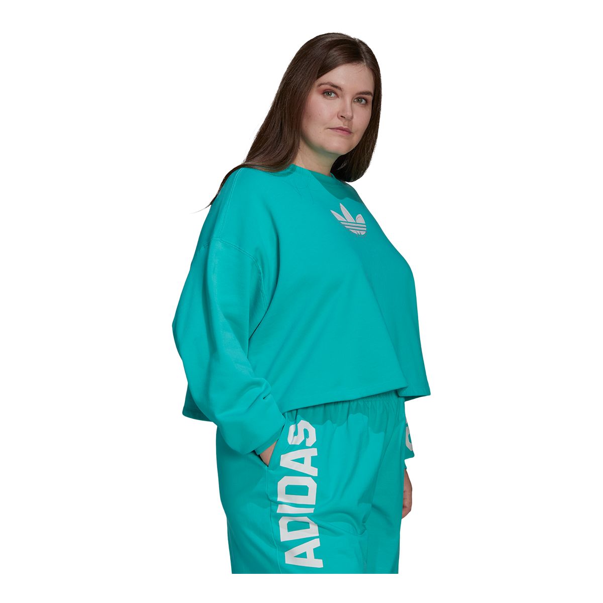 adidas Originals Women's Crewneck French Terry Basketball Crop Sweatshirt, Loose Fit