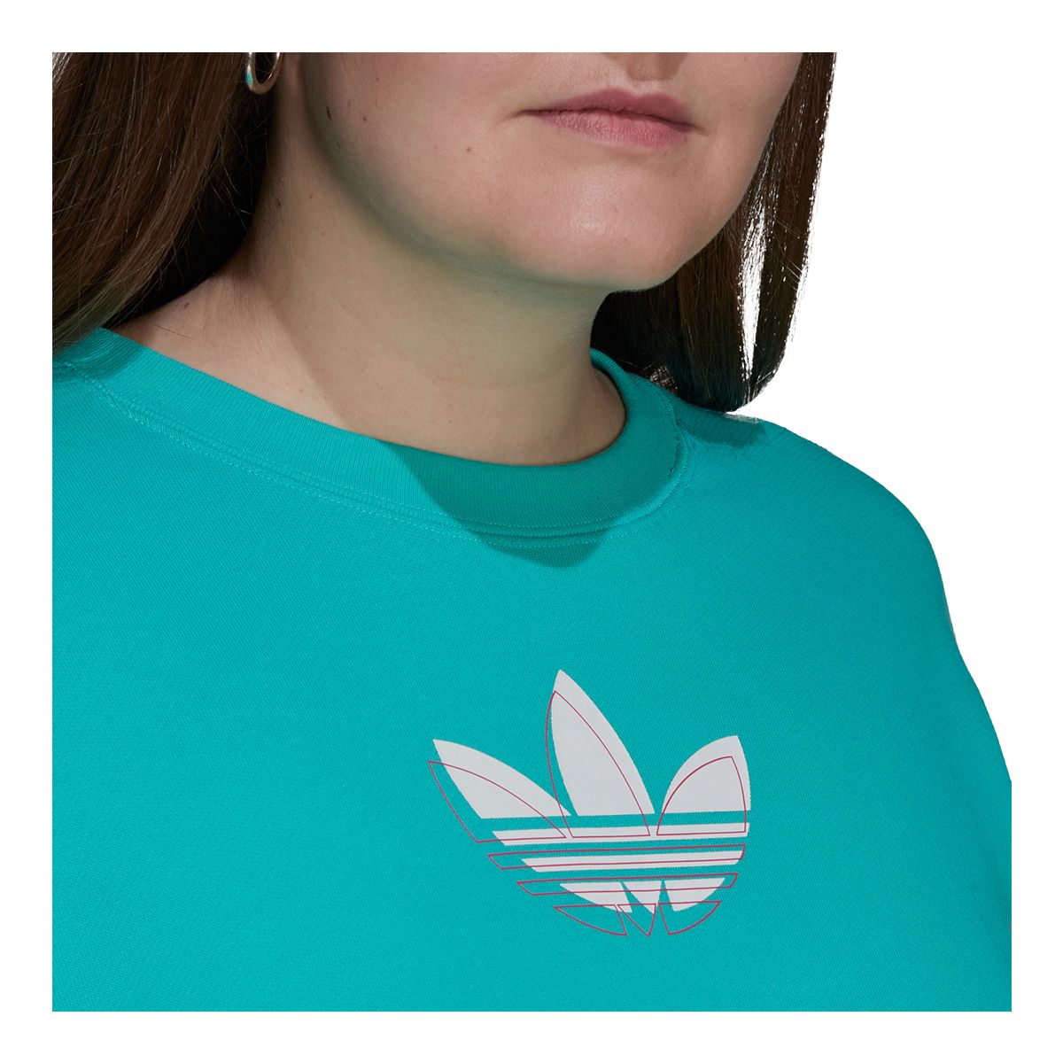adidas Originals Women's Crewneck French Terry Basketball Crop Sweatshirt, Loose Fit