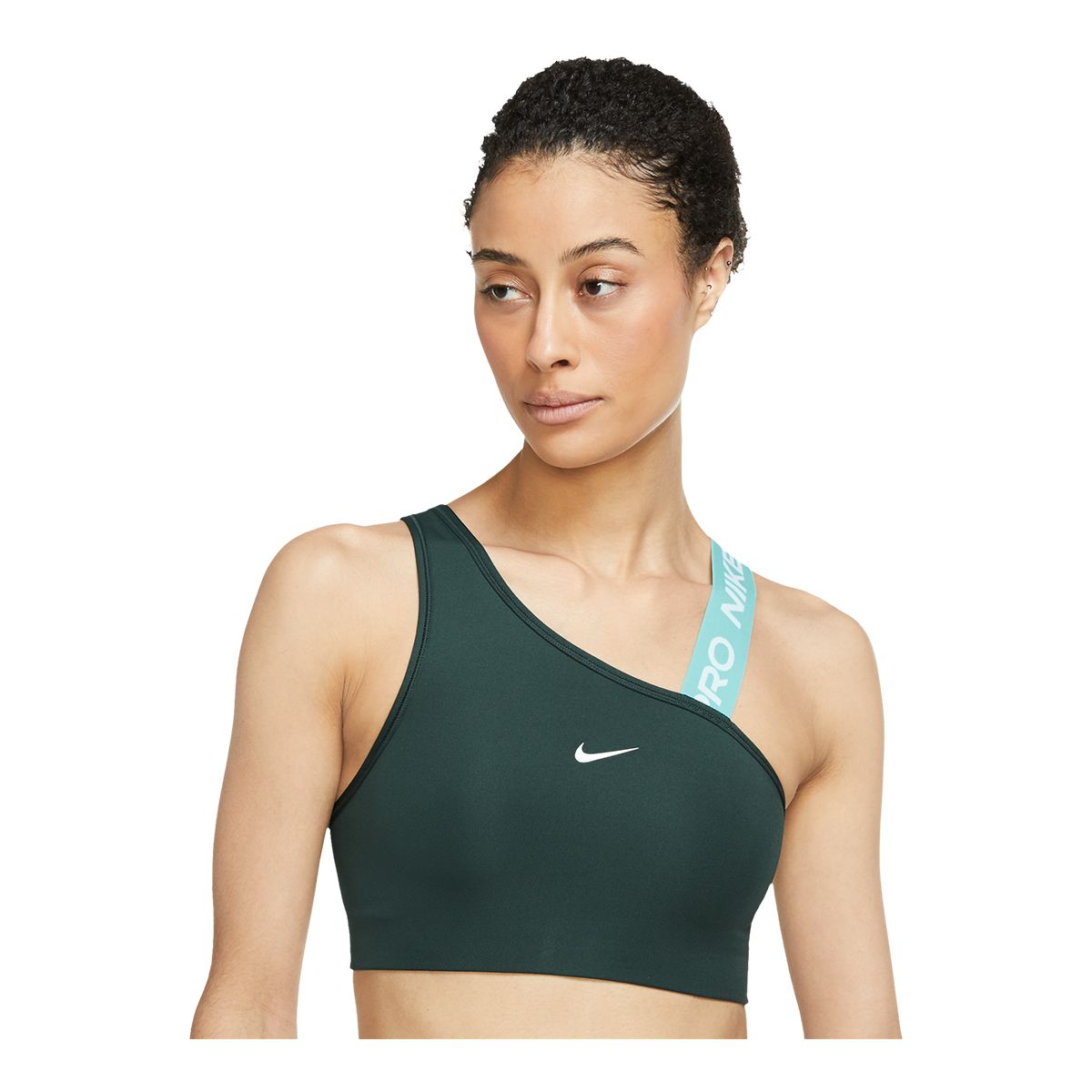 Nike Women's Swoosh Pro Asymmetric Sports Bra, Medium Impact, Removable Pads