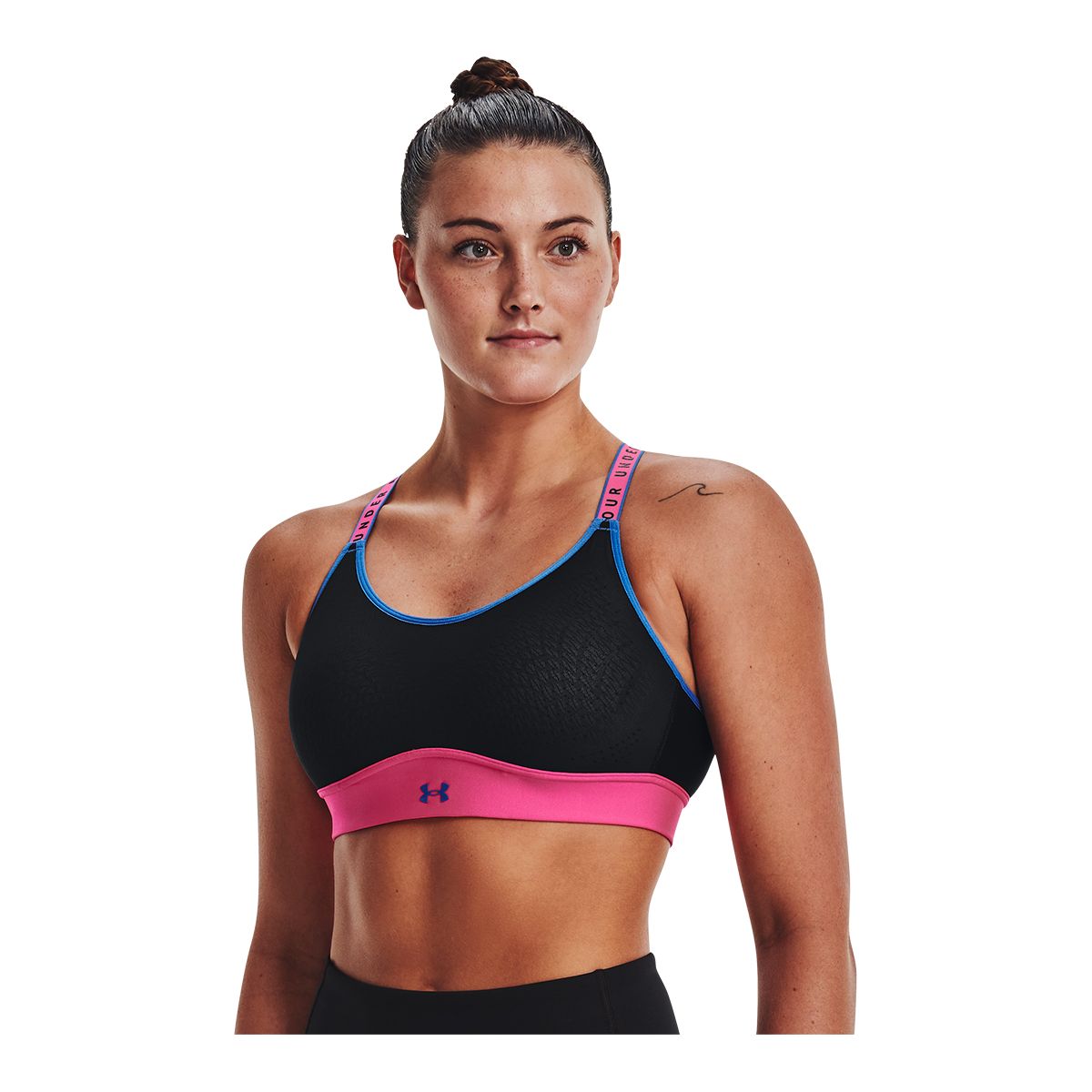 Under Armour Women's Infinity Blocked Sports Bra, Medium Impact, Padded