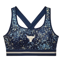 Under Armour Women's Project Rock Armour Sports Bra, Medium Impact, Padded, Sun Protection Front_Flat