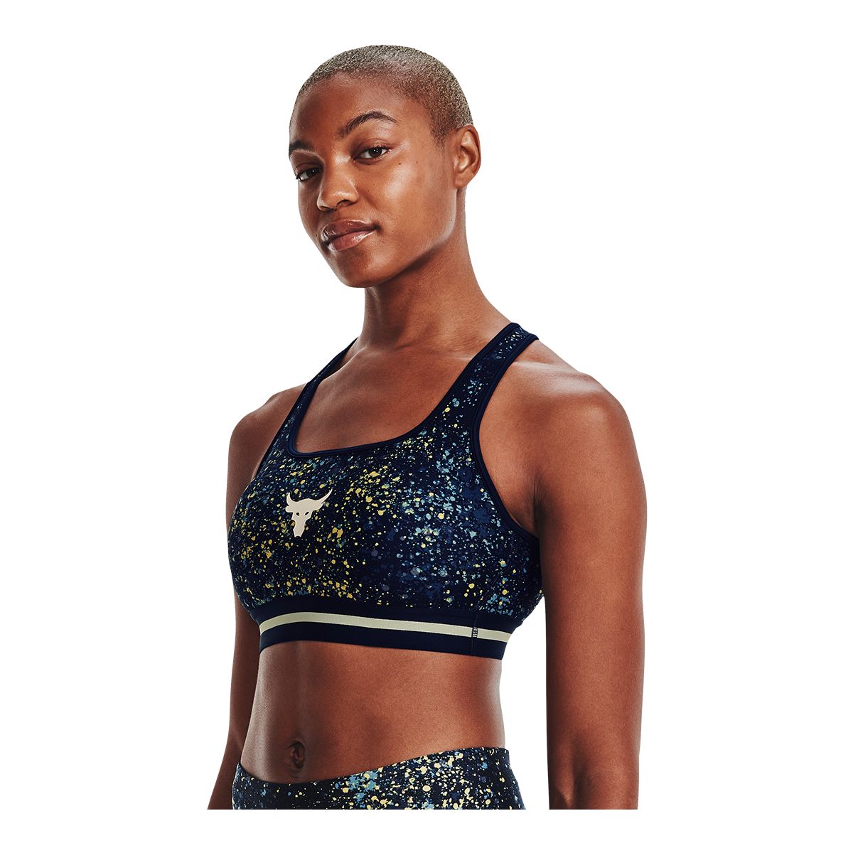 Under Armour Women's Project Rock Armour Sports Bra, Medium Impact, Padded, Sun Protection