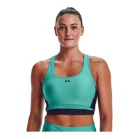 Under Armour Women's Armour Crossback Sports Bra, Medium Impact, Padded, Longline Front_Flat