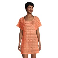 Mandarine Women's Crochet Lined Tunic Cover-Up Top Front_Flat