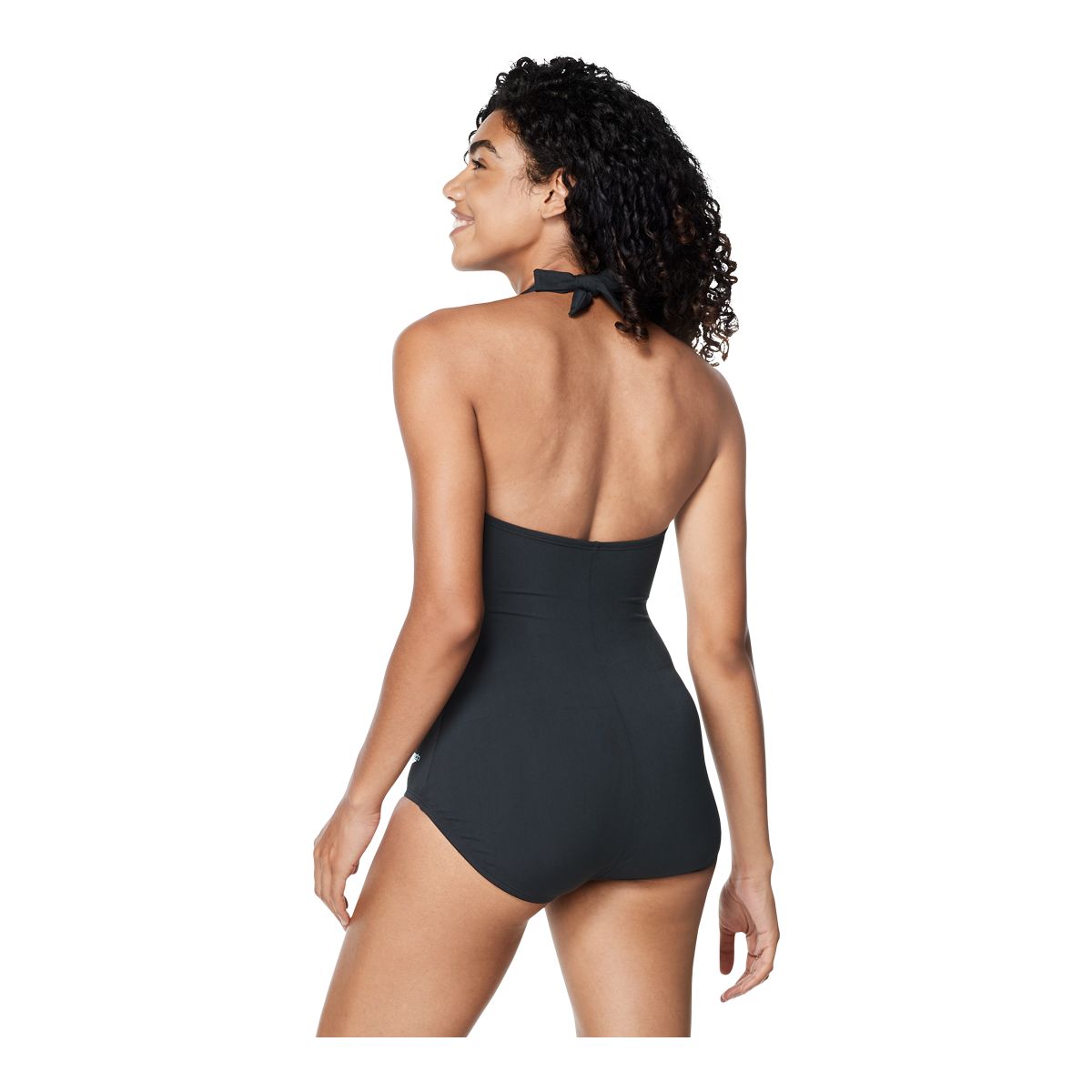 Speedo Women's Solid Halter One Piece Swimsuit