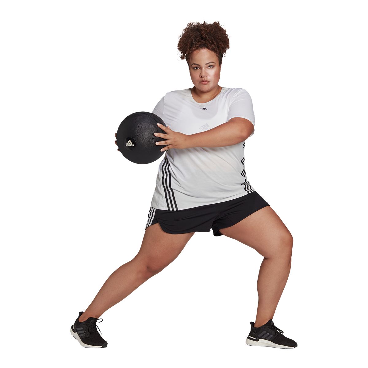 adidas Women's Plus Size 3-Stripe Pacer Knit Shorts