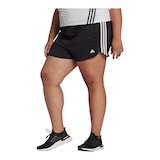 adidas Women's Plus Size 3-Stripe Pacer Knit Shorts Front_Three_Fourths_Angled_Left