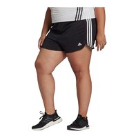 adidas Women's Plus Size 3-Stripe Pacer Knit Shorts Front_Three_Fourths_Angled_Left