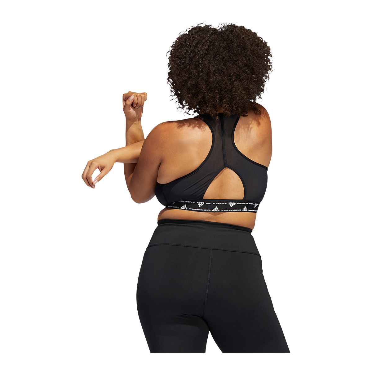 adidas Women's Powerreact Racerback Plus Size Sports Bra, Medium Impact, Removable Pads