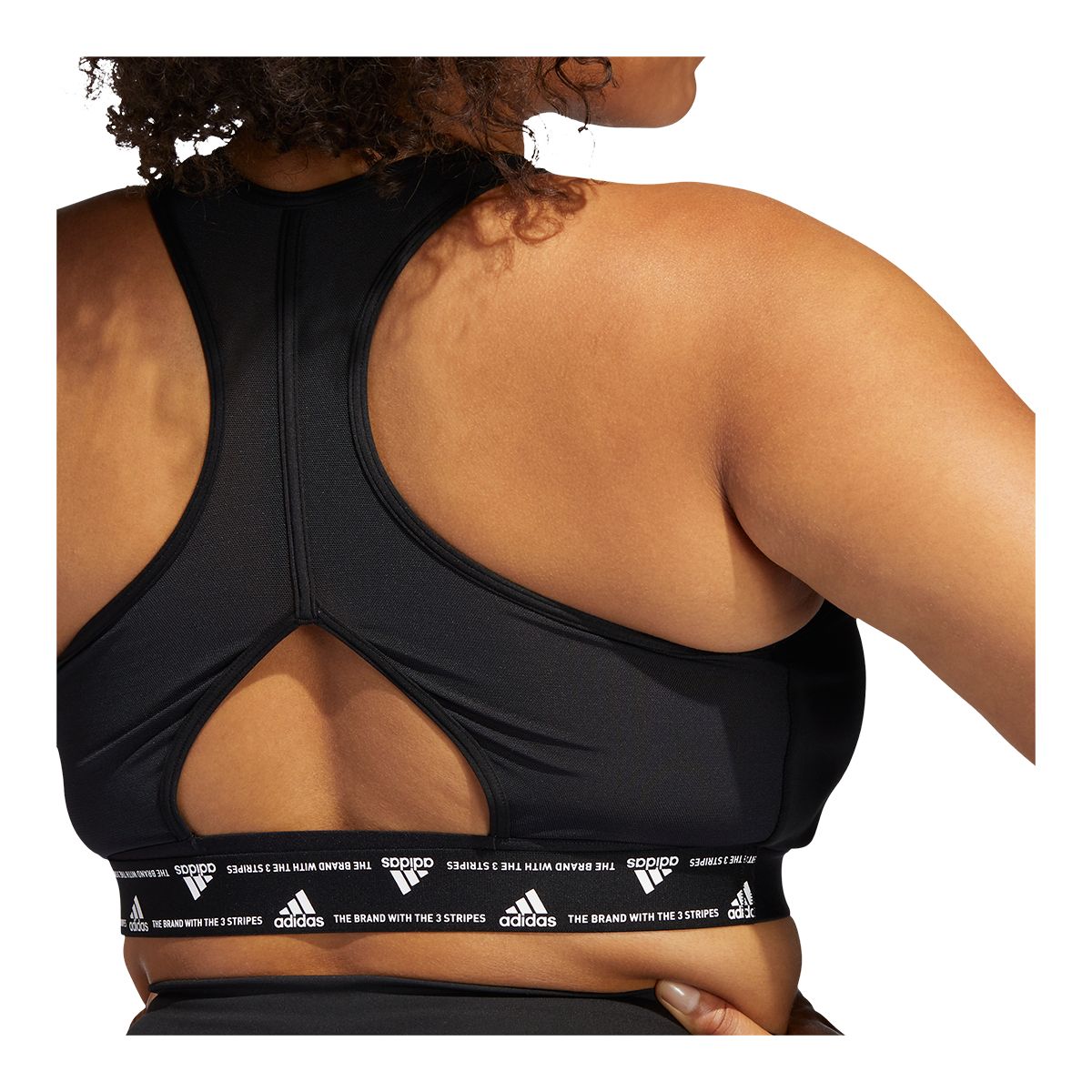 adidas Women's Powerreact Racerback Plus Size Sports Bra, Medium Impact, Removable Pads