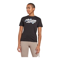 Reebok Women's Floral Cotton T Shirt Front_Flat