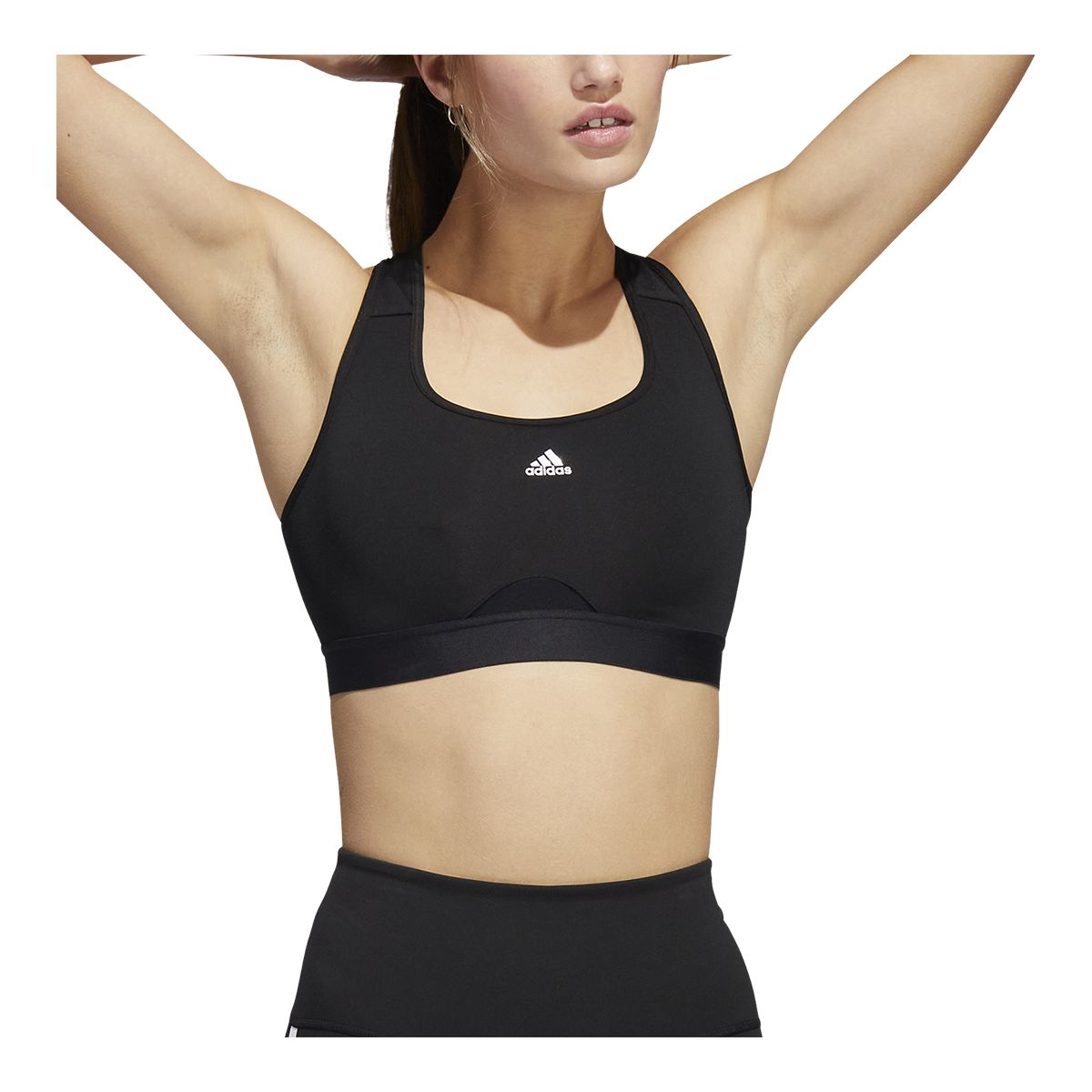 $99 Adidas Women's Black V-Neck Low-Impact Compression Active Sports Bra  Size XS 
