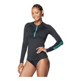 Speedo Women's 1/2 Zip Long Sleeve Rashguard Front_Angled_Left