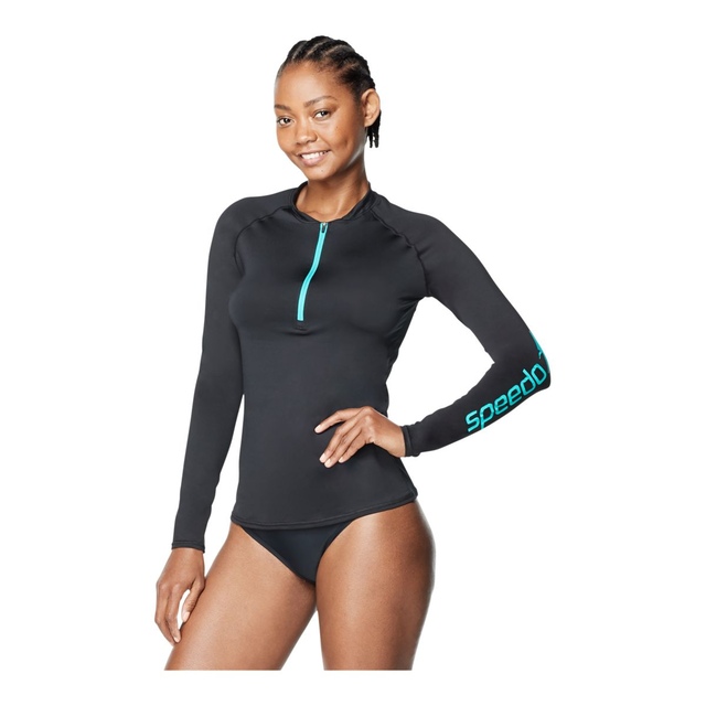 Speedo Women's 1/2 Zip Long Sleeve Rashguard