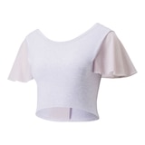 PUMA Women's Exhale Studio Crop Flutter T Shirt Front_Angled_Left