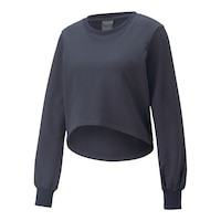 PUMA Women's Exhale Studio French Terry Sweatshirt, Relaxed Fit Front_Angled_Left