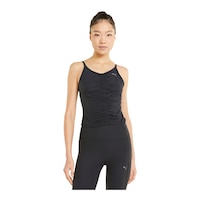 PUMA Women's Studio Rouched Tank Top, Sleeveless, Sports Front_Flat