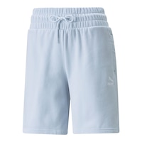 PUMA Women's Classics High Waist Long Shorts Front_Angled_Left