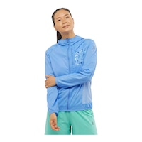 Salomon Women's Bonatti Cross Wind Hoodie Front_Angled_Left