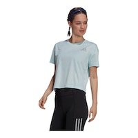 adidas Women's Run Prime Blue T Shirt Front_Angled_Left