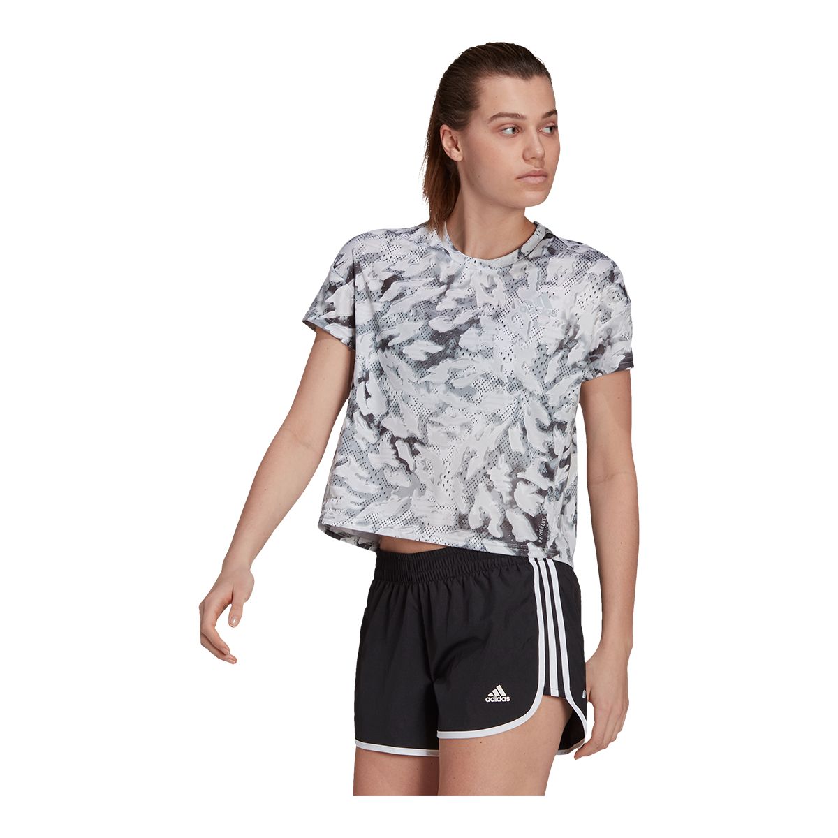 adidas Women's Run Print Blue Print T Shirt