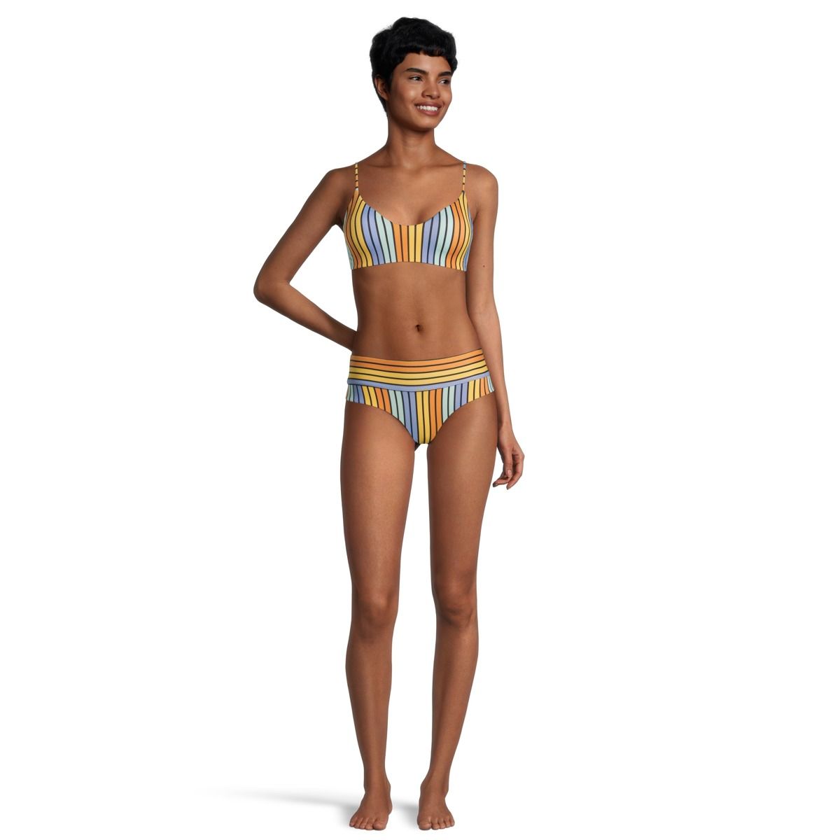 Hurley Women's Bombay Stripe Moderate Hipster Swimsuit Bikini Bottom, Beach