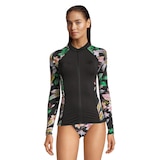 Hurley Women's Flora Zip Font Long Sleeve Rashguard Front_Flat