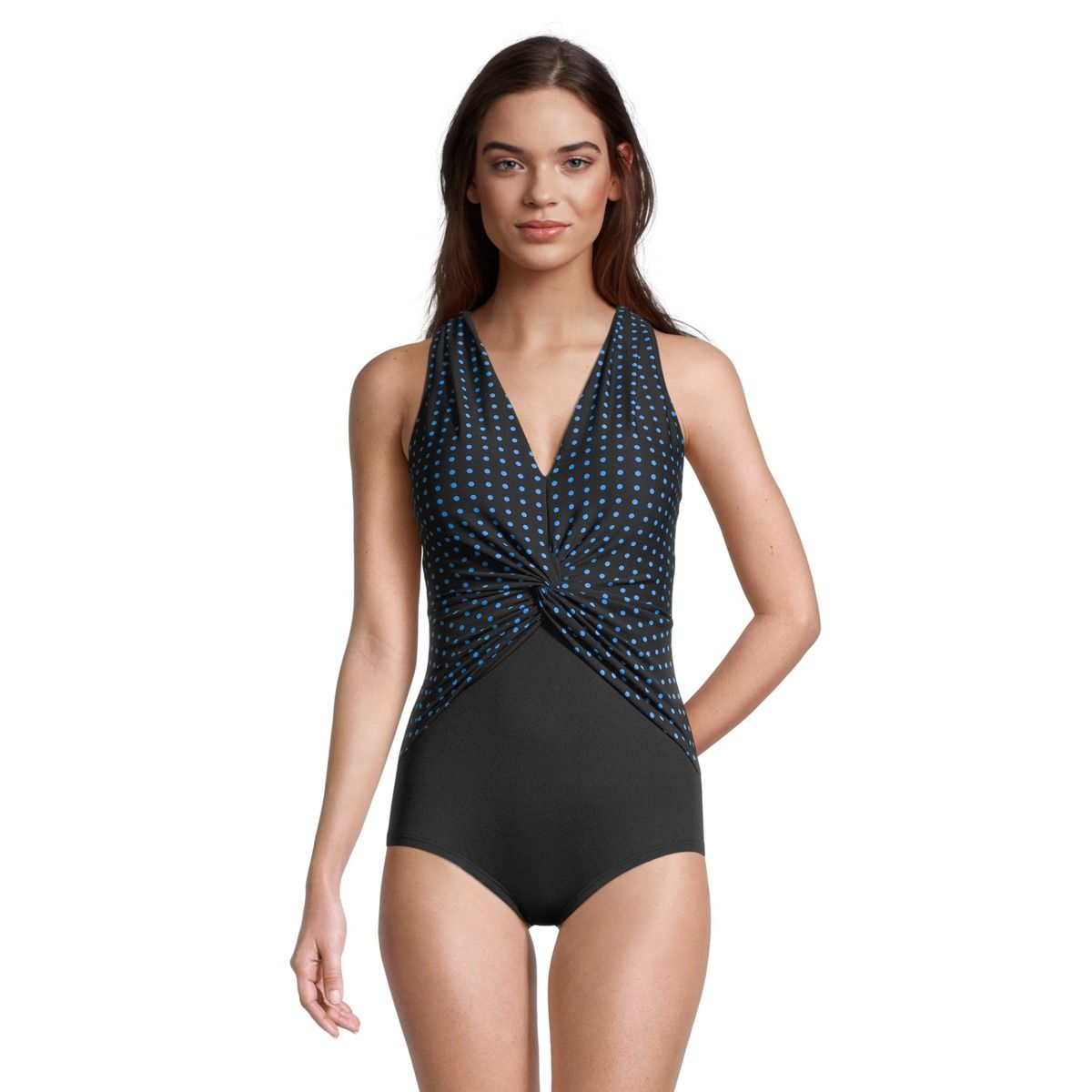 Gabar Women's Draped Twist VNeck One Piece Swimsuit/Bathing Suit